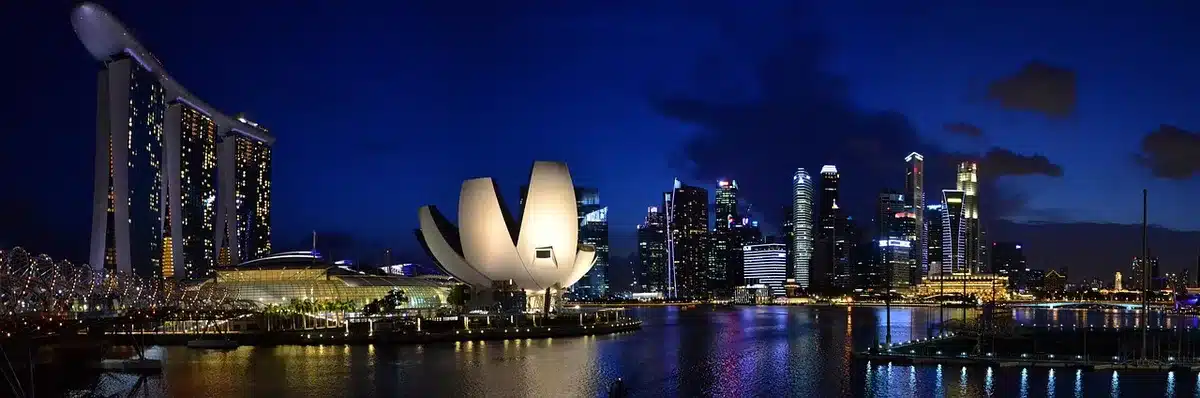 Vue panoramique des principaux sites touristiques de Singapour avec gratte-ciel et jardins